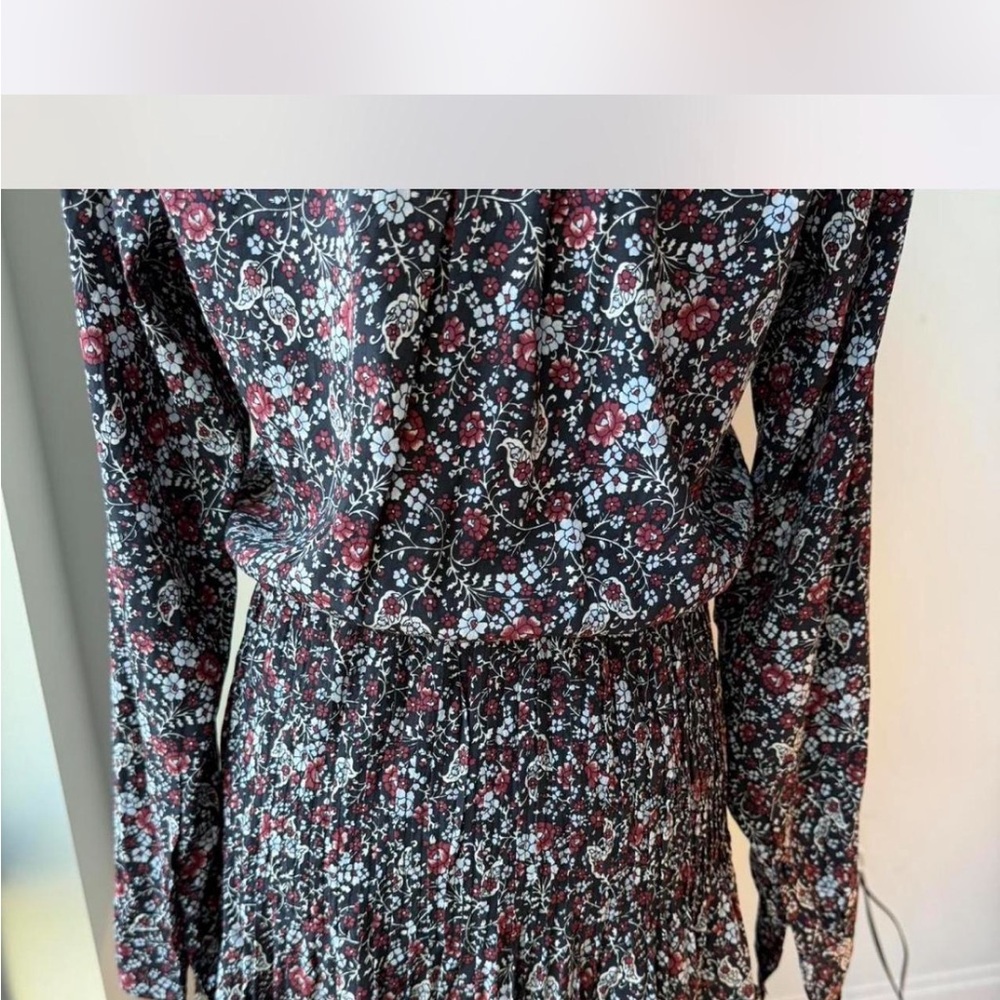 Veronica Beard Black Floral Long-Sleeve Shirt Dress - Picture 6 of 8